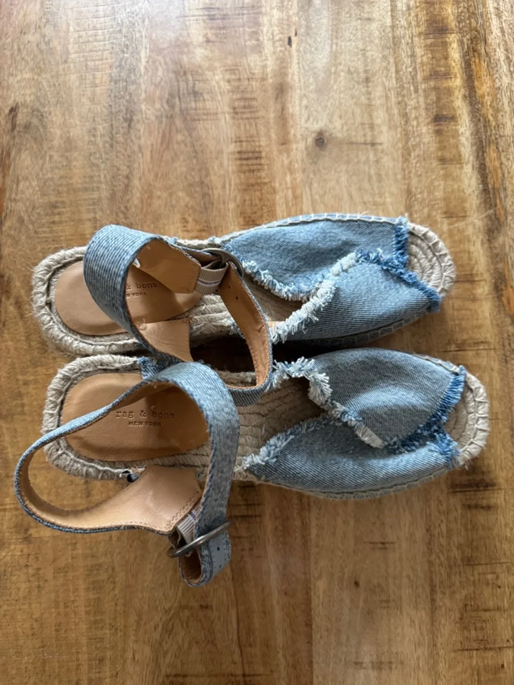 Rag and Bone Santiago Distressed Denim Espadrille Wedge Sandals espadrilles NEW